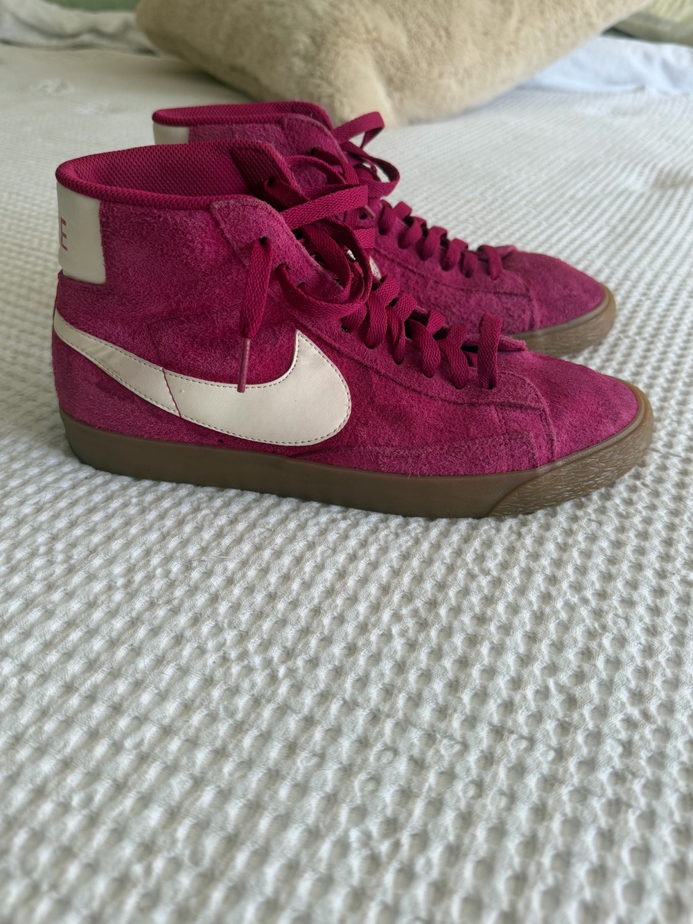 Nike Women’s Blazers Mid-Top Suede Sneakers in Berry and White